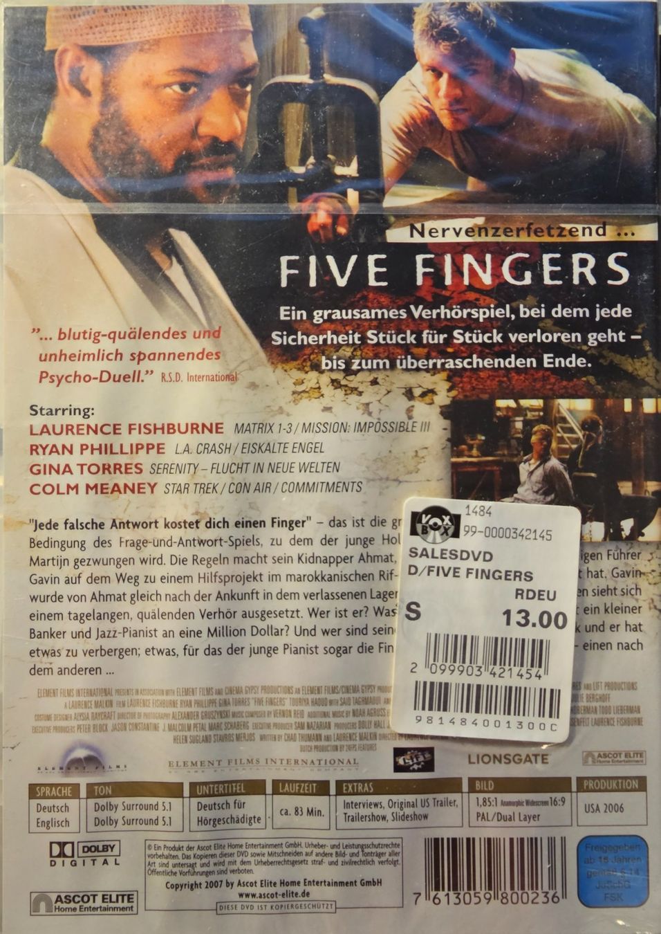 Tutti i DVDs: Five Fingers – Nuovo e nell'imballaggio originale da Wahlen b. Laufen venduto da Cg10 1