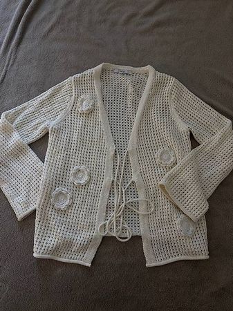 NEXT Crochet Cardigan Creme mit 3D-Blumen  Gr. M