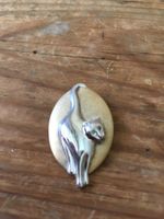 Pendentif en argent 925 motif chat (deux couleurs)
