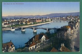 Basel, die 3 Rheinbrücken, 1919, ungelaufen