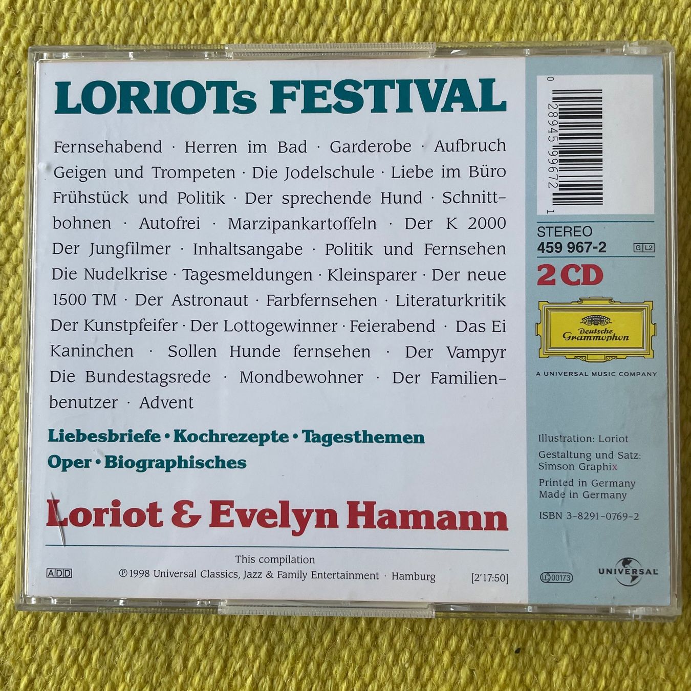 CD: LORIOT-2CD LORIOTS FESTIVAL – Usato da Rorschacherberg venduto da CD-Roli 2