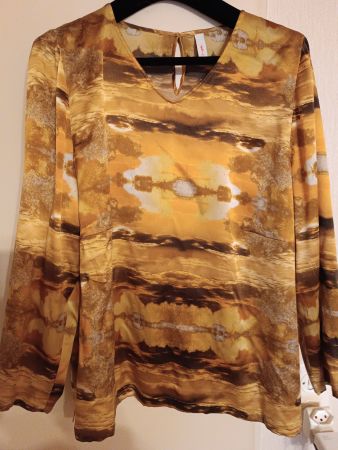 Seiden Langarmtop orange braun gold