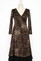 Stylisches Leopardenmuster Kleid mit Tüllsaum Gr. 38