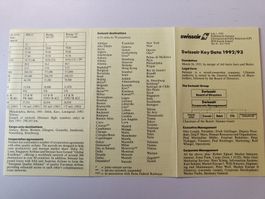 Swissair Key Data 1992/93