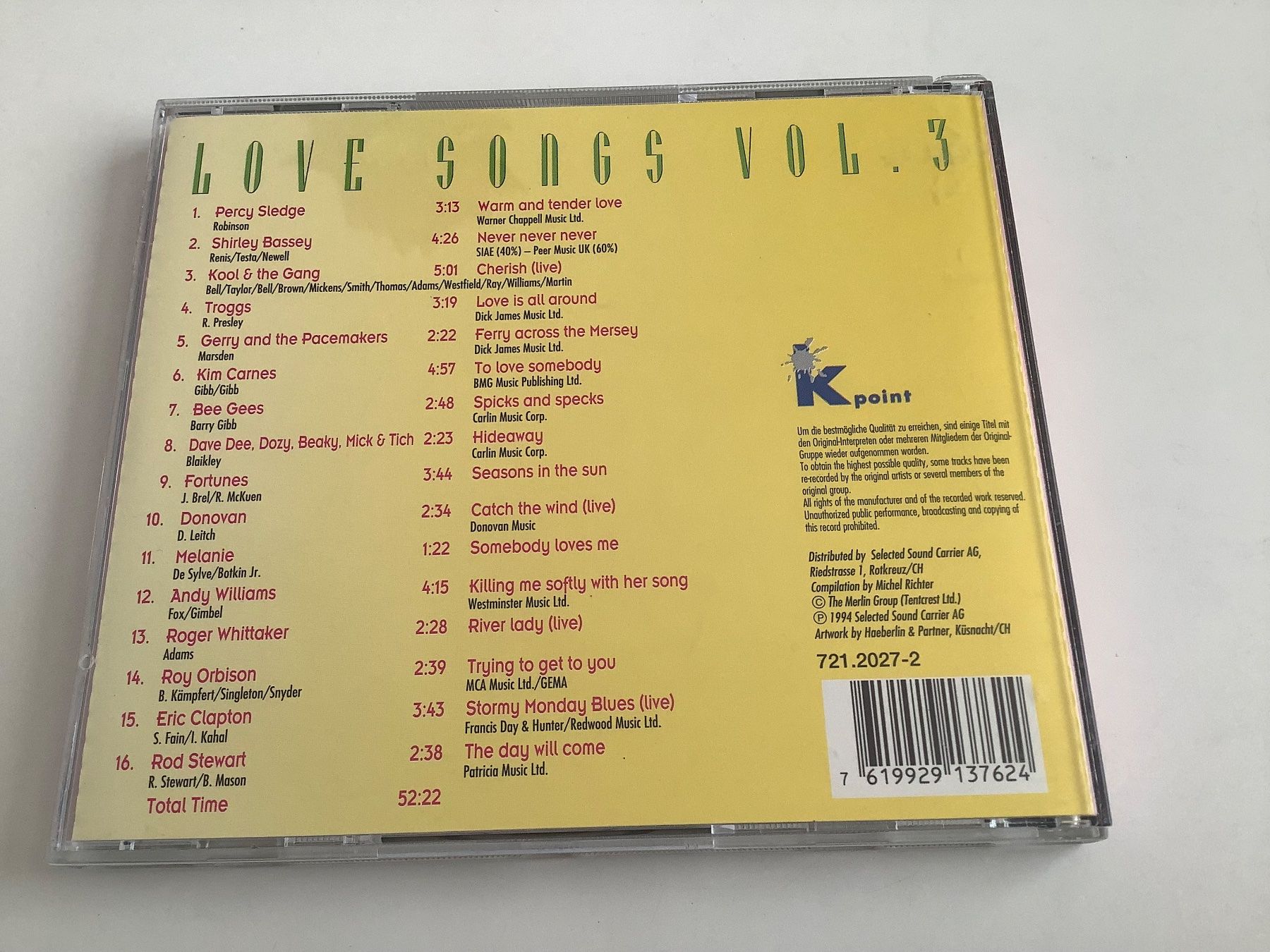 CD: Love Songs / Volume 3 / 1994 – Usato da Dübendorf venduto da Shreck 1