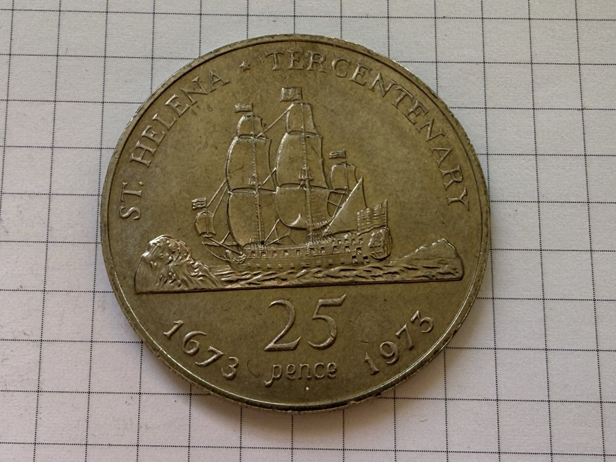 Alle Münzen: St. Helena 25 Pence 1973  – Gebraucht aus Zürich von daki81