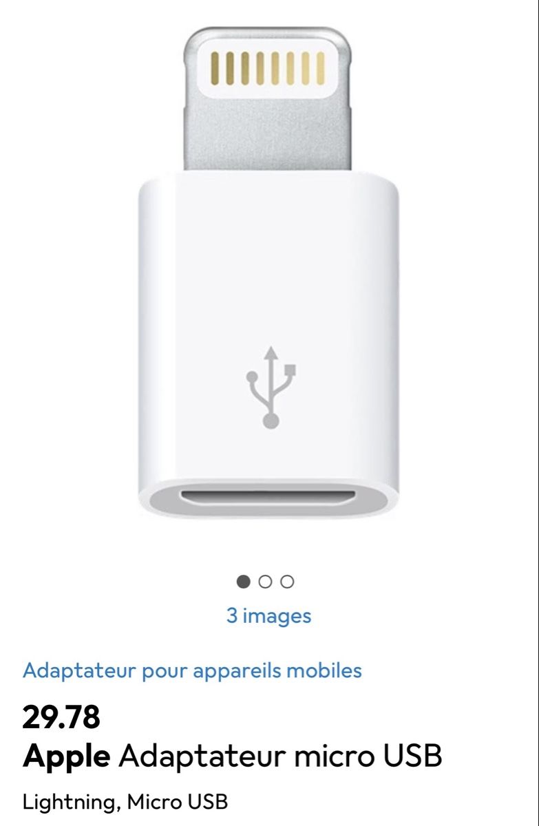 Apple Laufwerke & Adapter: Adaptateur Apple Lightning vers micro USB blanc – Neu (gemäss Beschreibung) aus GENÈVE von Gaasss