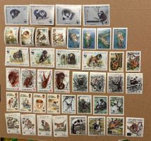 42 verschiedene Briefmarken div. Länder mit Affen