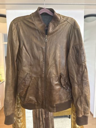 Vintage und Lederjacke im Bomber-Stil, Grösse L, Top Zustand