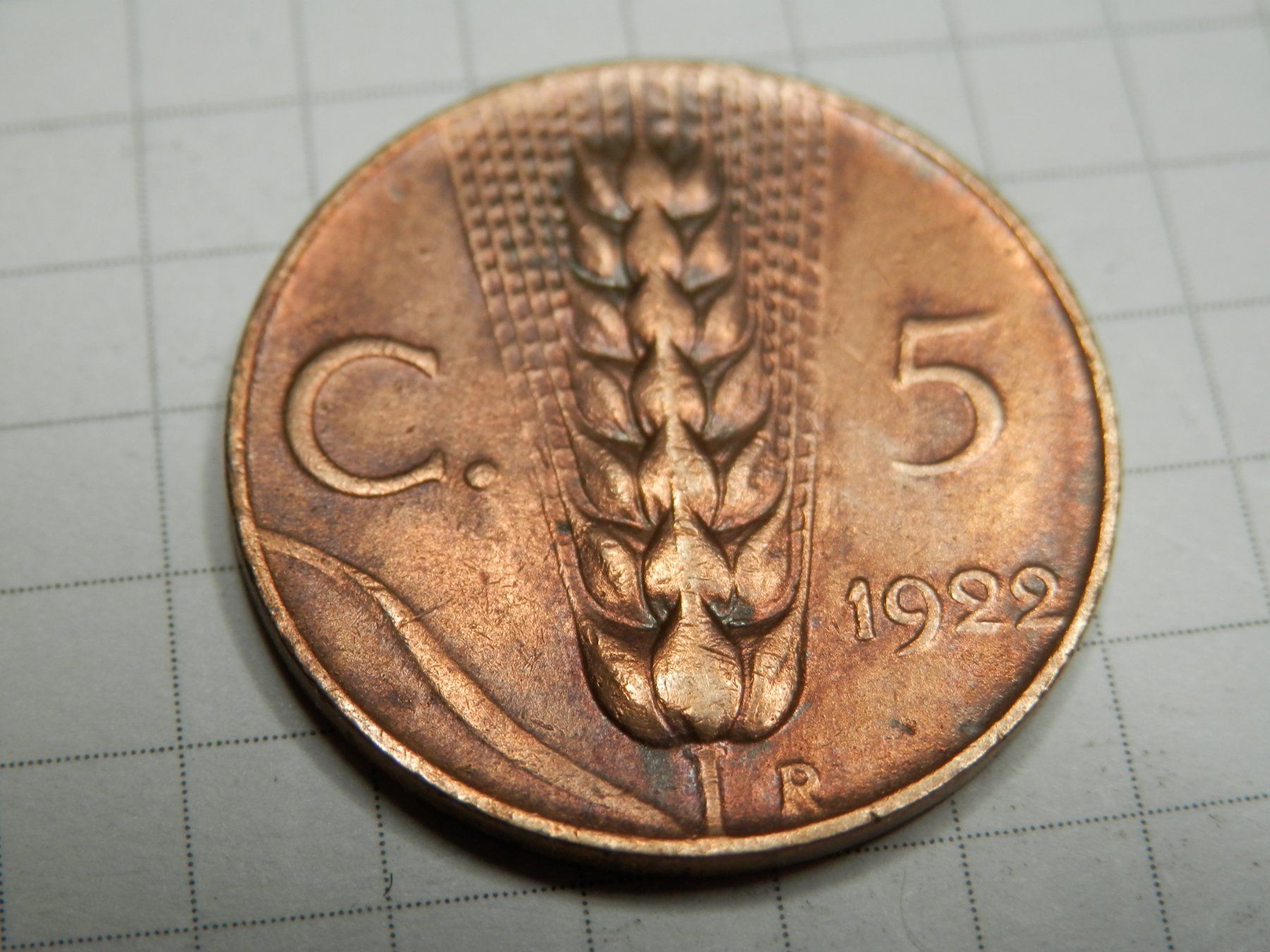 Tutti le monete: Italien 5 Centesimi, 1922 – Usato da Weiach venduto da weiach81