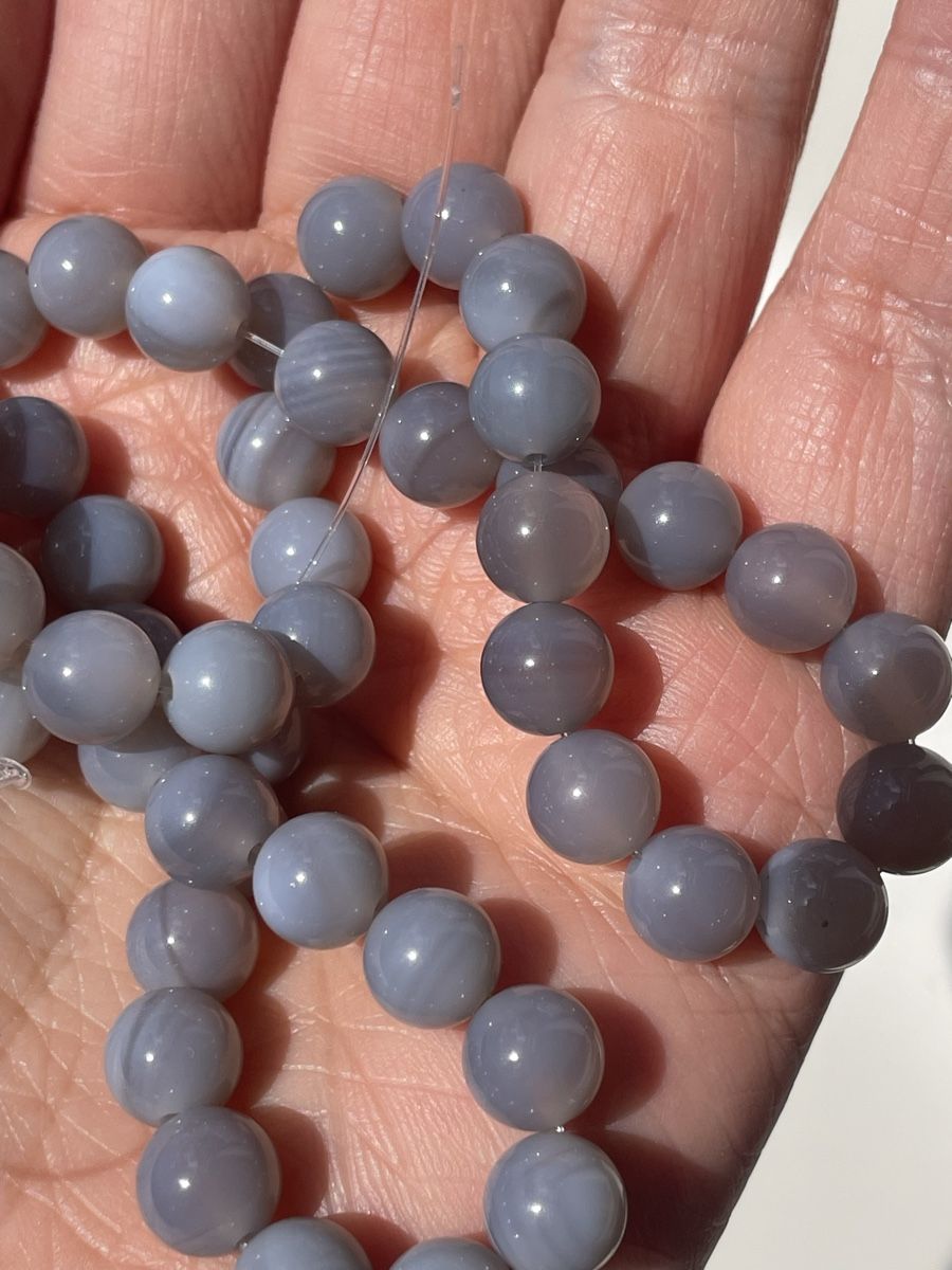Catenine: blaugraue Chalcedon kette Strang, 8mm, 40cm – Nuovo e nell'imballaggio originale da Schiers venduto da sisikristall 1
