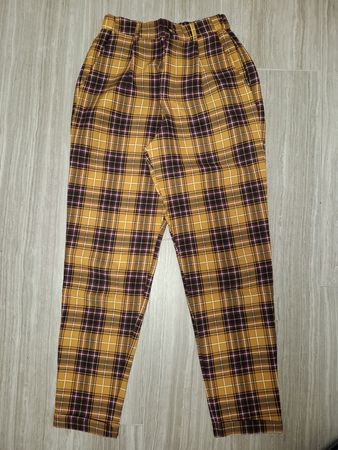 pantalon à carreaux jaune taille S