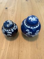 2 Vintage chinesische Porzellan Dosen blau-weiss mit Deckel