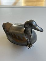 Dose Ente Zinn Metall mit Dekor gebraucht(2I5)