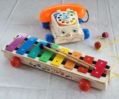 🎈Fisher-Price Xylophon und Telefon 1978/1961 beides HOLZ