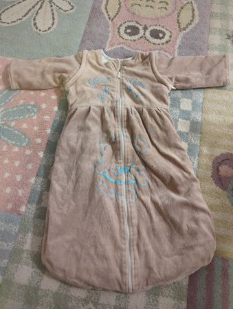 Babyschlafsack Plüsch beige mit Bär Motiv