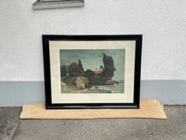 Vintage Bild von Arnold Böcklin, Erstfassung Villa am Meer