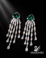 SWAROVSKI OHRRINGE KRONLEUCHTER SILBER GRÜN FUNKELTRAUM