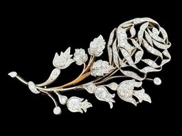 Antike Rosen Diamanten Brosche 18k Gold 8x4.5cm *S2041