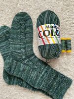 Handgestrickte Socken Gr. 42-43, Marathon Sockenwolle, Grün