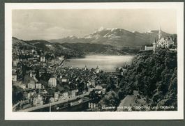 AK sw Luzern LU Stadt von Westen mit Gütsch Rigi ≈ 1925