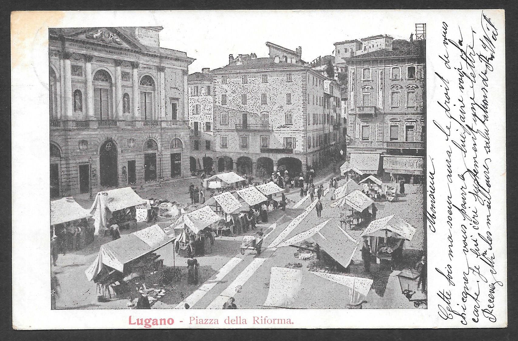 Cartes postales: Lugano Piazza della Riforma Mercato – D'occasion à Olten par clotaldi