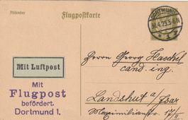 Deutsches Reich Flugpostkarte 1925