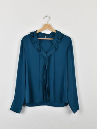 Elie Tahari Seidenbluse, Gr.L, petrol/türkis