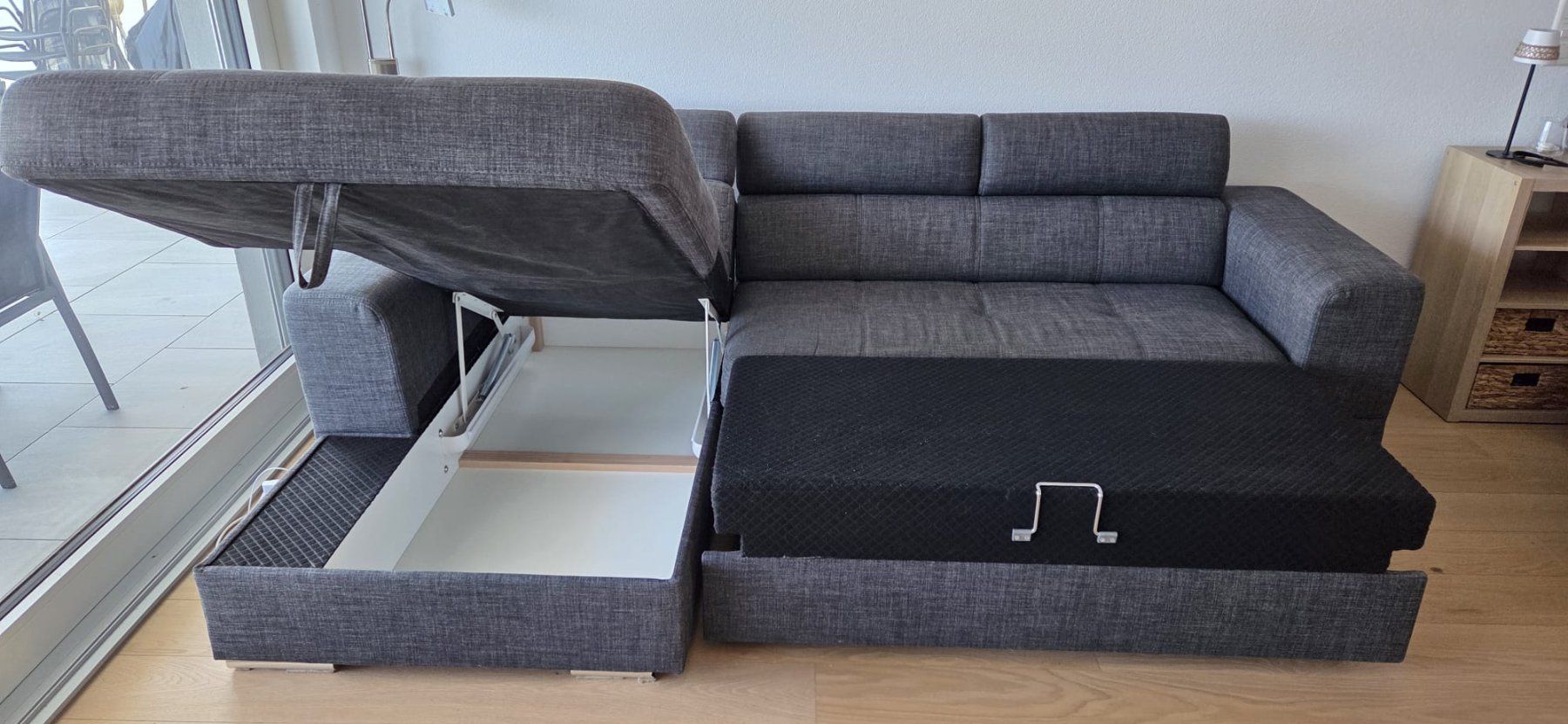 Sofas: Eck-Sofa anthrazit mit Bettfunktion und Bettkasten – D'occasion à Gwatt (Thun) par Taipan49 5