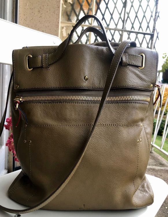 Sac Jour Jérôme Dreyfuss Modèle Victor En Cuir Marron - Occasion En Super état
