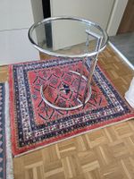 Beistelltisch Metall Glas Rund 50cm Höhe, verstellbar.