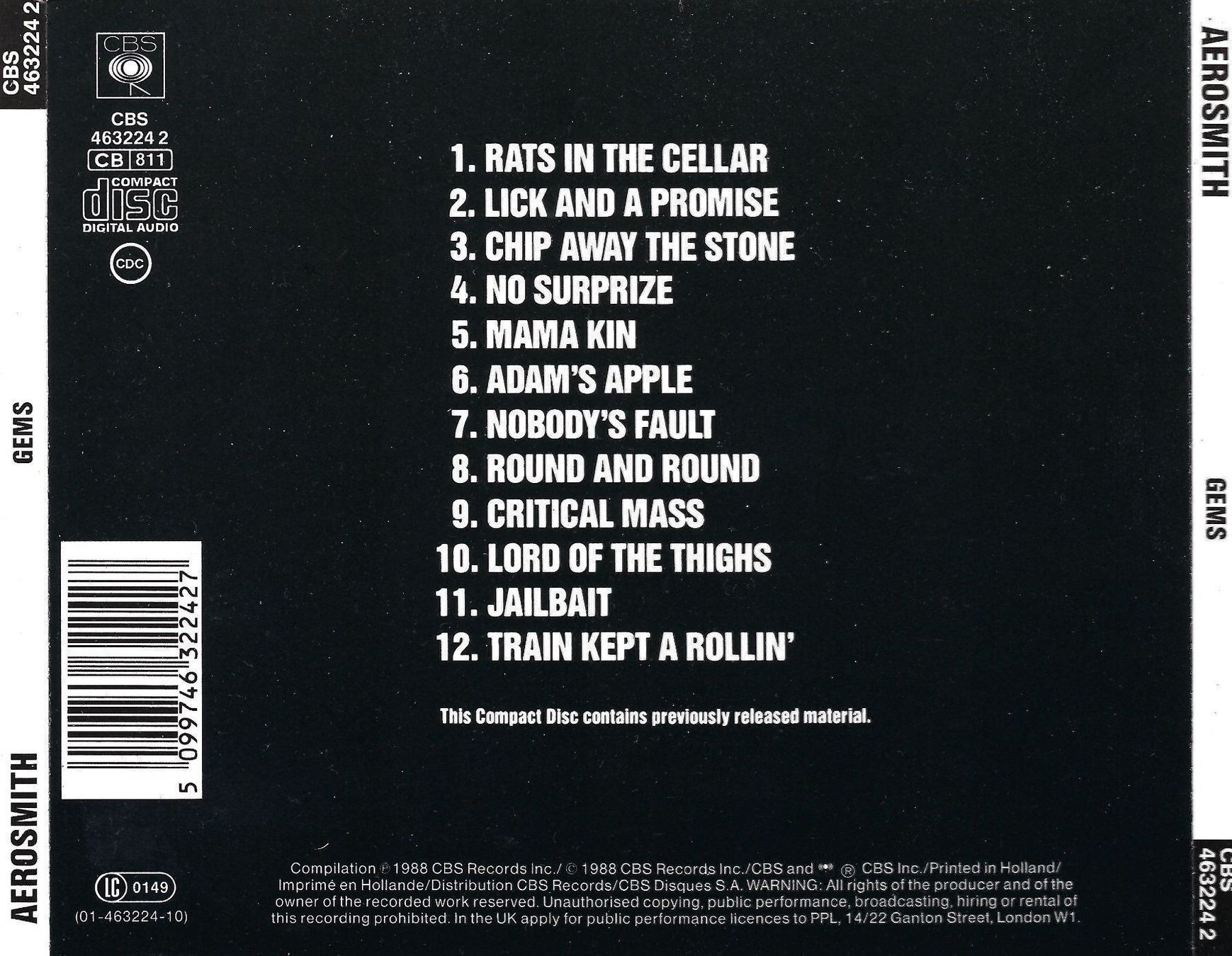 CDs: CD: AEROSMITH - Gems – D'occasion à Rotkreuz par groeli69 1