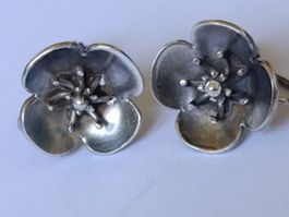 Boucles d'oreilles Vintage Argent 925 Fleur – Fermoir à vis