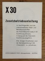Puch X30 Original Zusatzanleitung Schweiz TS 32/2-64