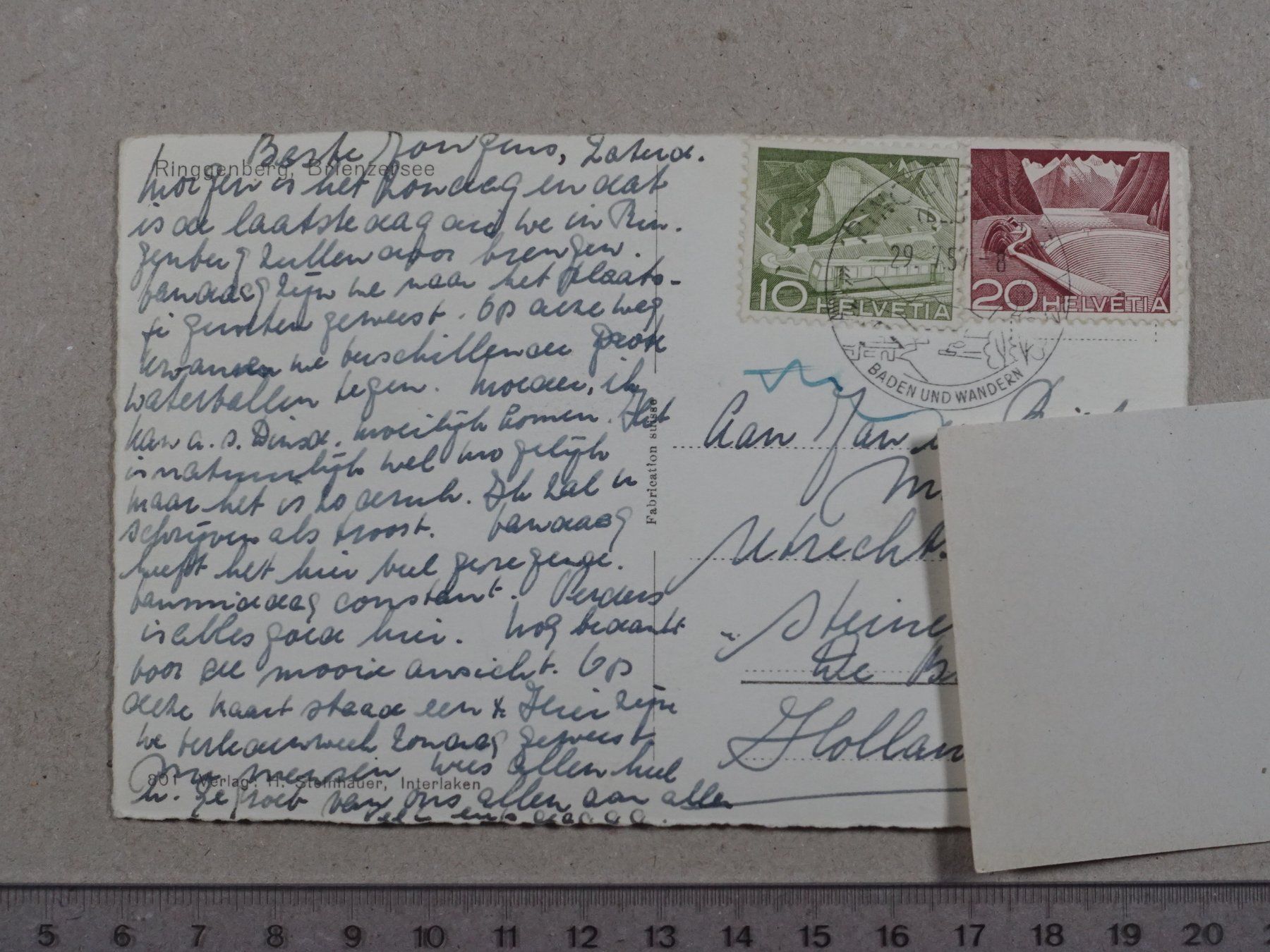 Cartoline postali: Ringgenberg, 1957, Brienzersee – Usato da Lenzburg venduto da fh1 1