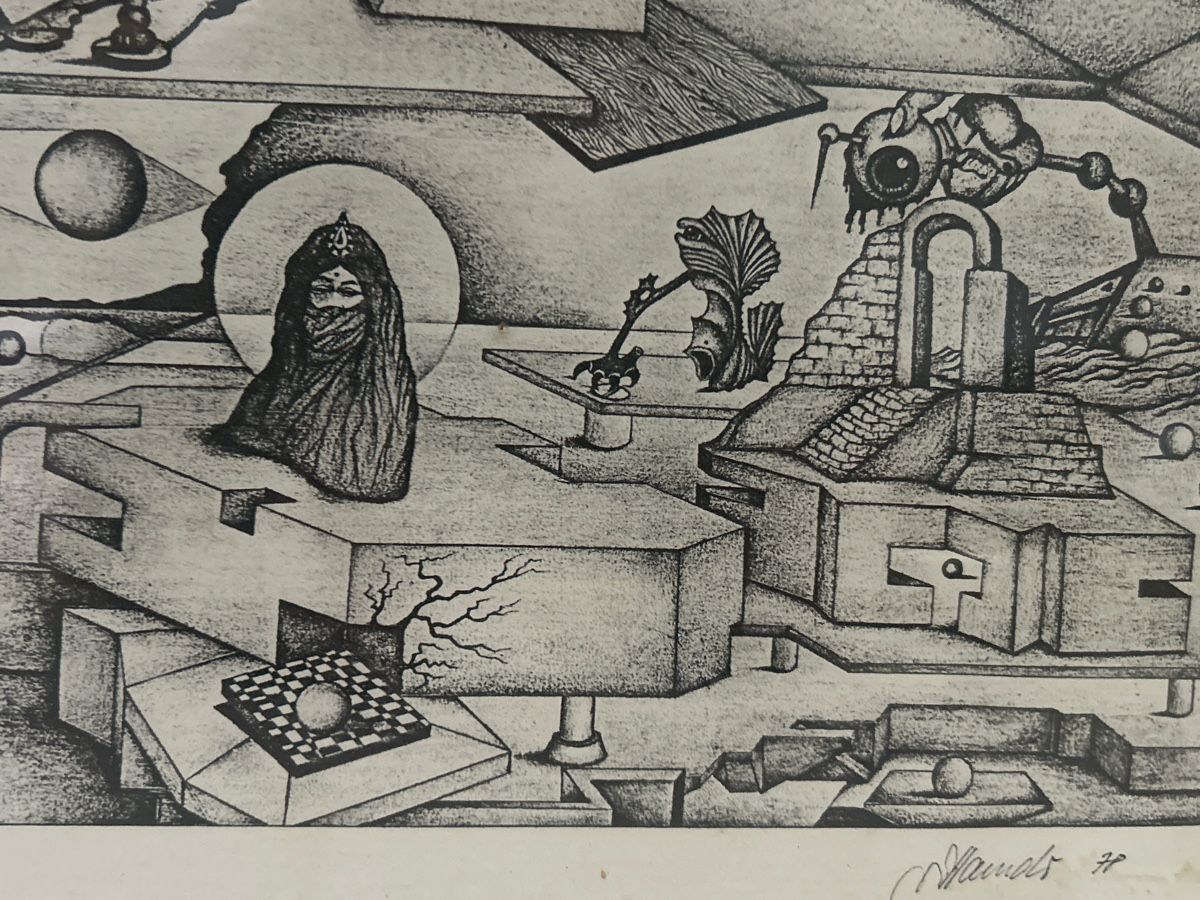 Grafica & Litografie: Surreale Grafik "Metamorphose", gerahmt – Usato da Glarus venduto da KunstWerkEr-LS87 1