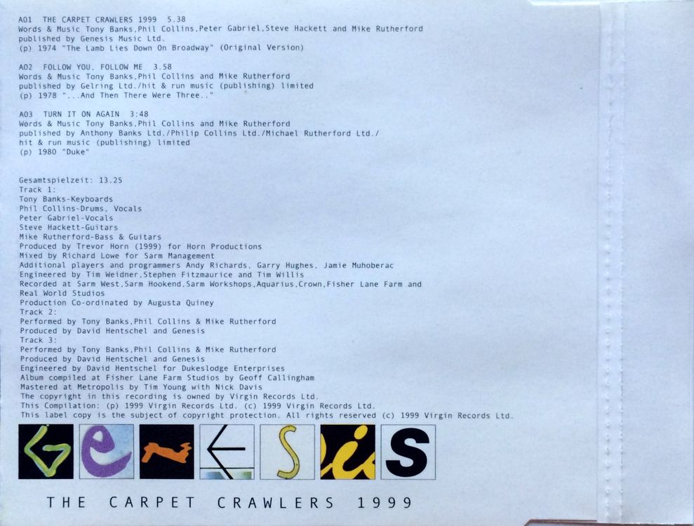 GENESIS THE CARPET CRAWLERS 1999 Kaufen auf Ricardo