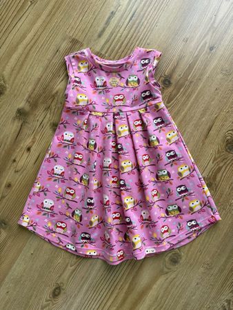 Süsses Sommerkleid mit Eulen, Grösse 98/104, Handmade