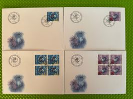 4 FDC, Einzelmarken und Viererblöcke, Regenbogenfisch 2001