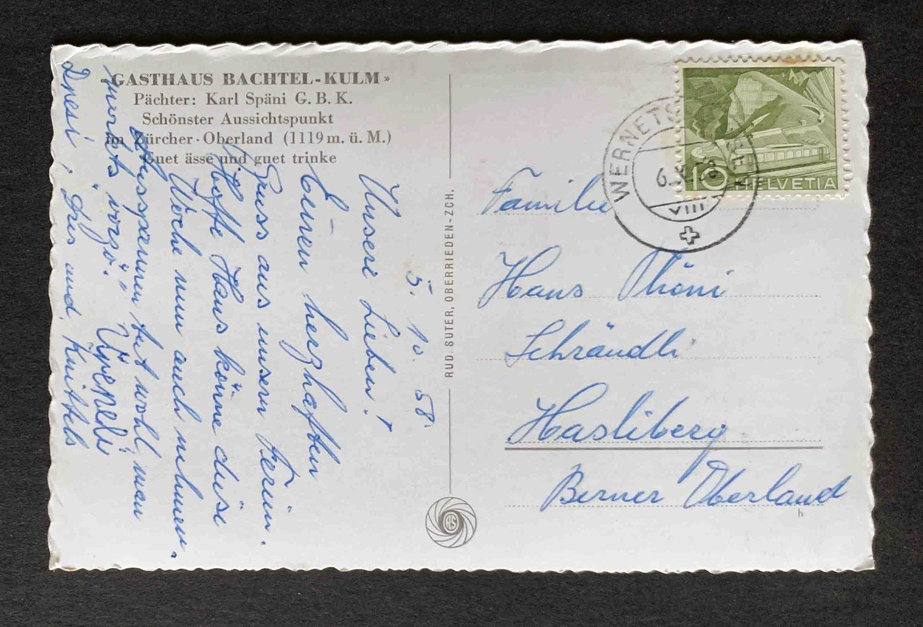 Cartoline postali: AK Gasthaus Bachtel Kulm – Usato da Goldau venduto da artelier1 1