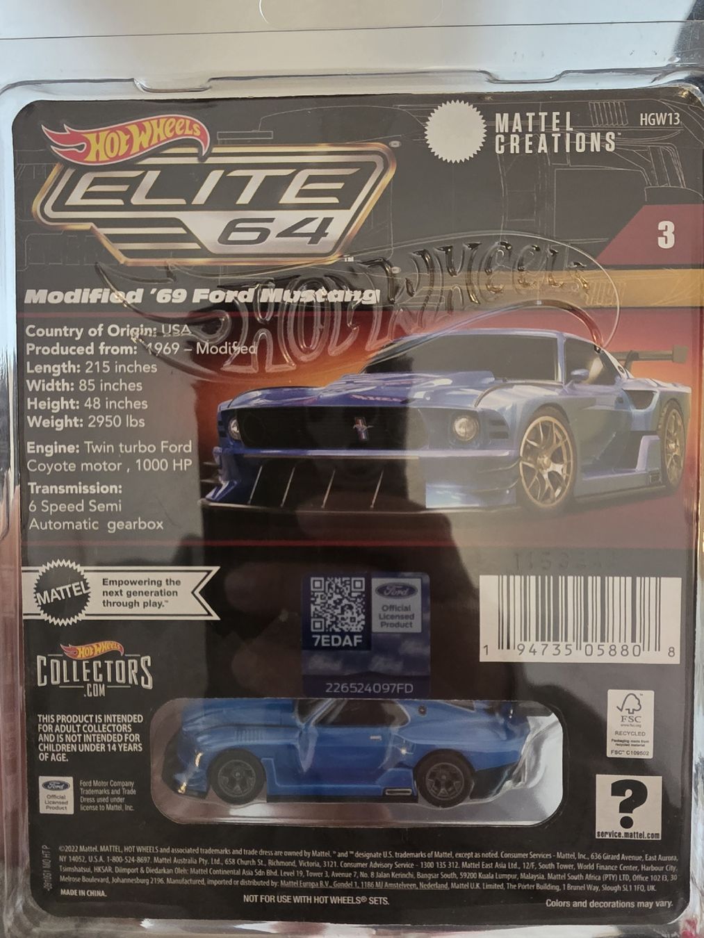 Hot Wheels Modellautos: Hot Wheels Elite 64, Modified '69 Ford Mustang – Neu und originalverpackt aus Steinhausen von Dsandro 4