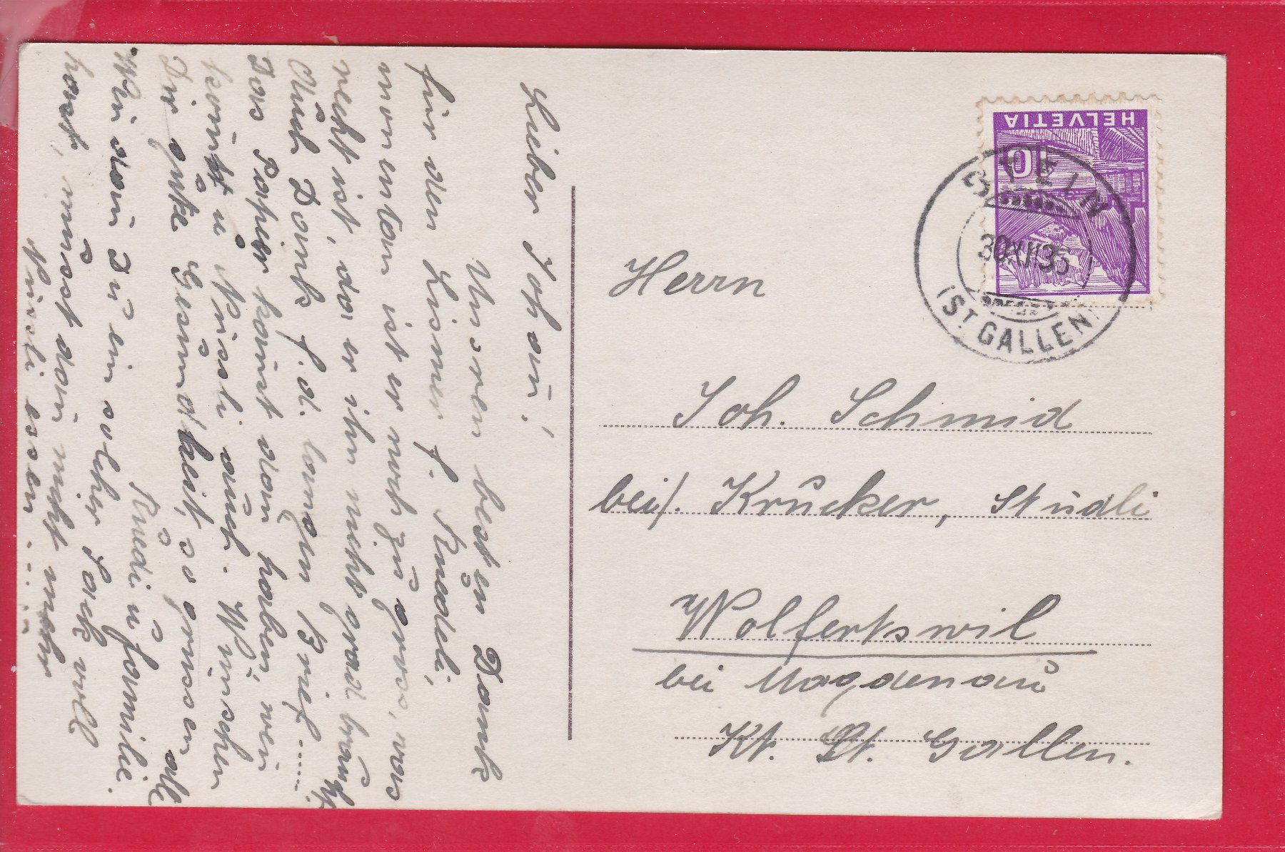 Cartoline postali: PROSIT NEUJAHR, 30.12.1935 – Usato da Oberrieden venduto da Gebirgsstelze 1