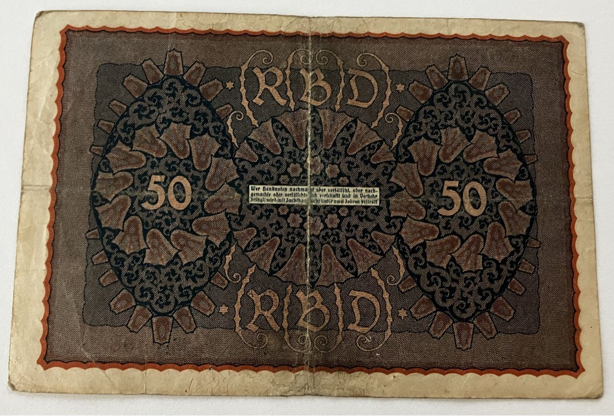 Banconote: Deutschland 50 Mark 1919 – Usato da Algetshausen venduto da Carrhard 1