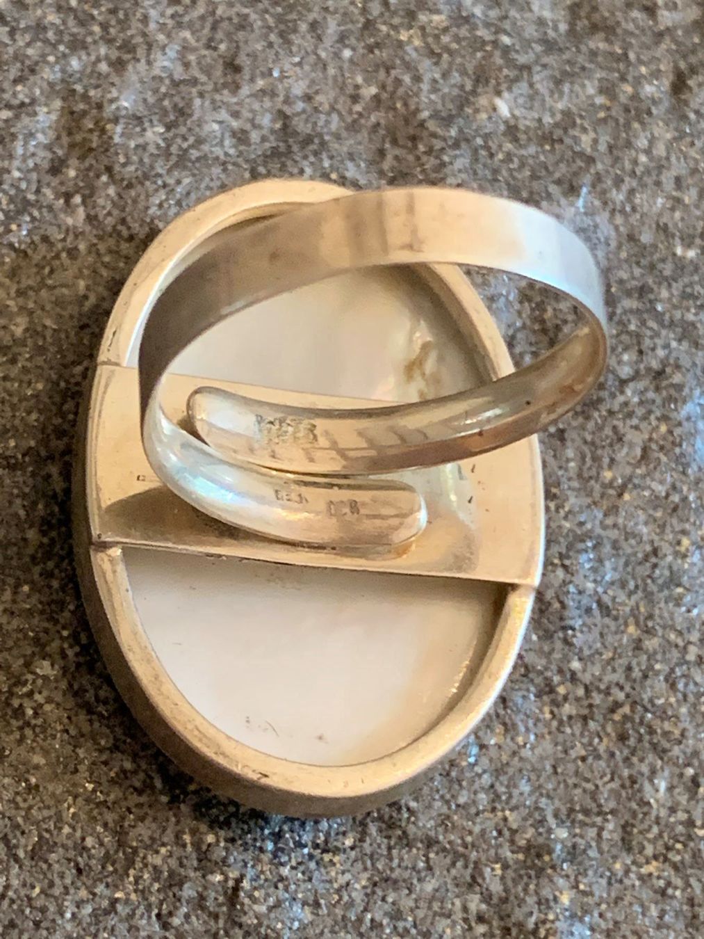 Anelli: Mega Perlmutt Ring Zebra Design - 800 Silber – Usato da Zürich venduto da uvu2 4