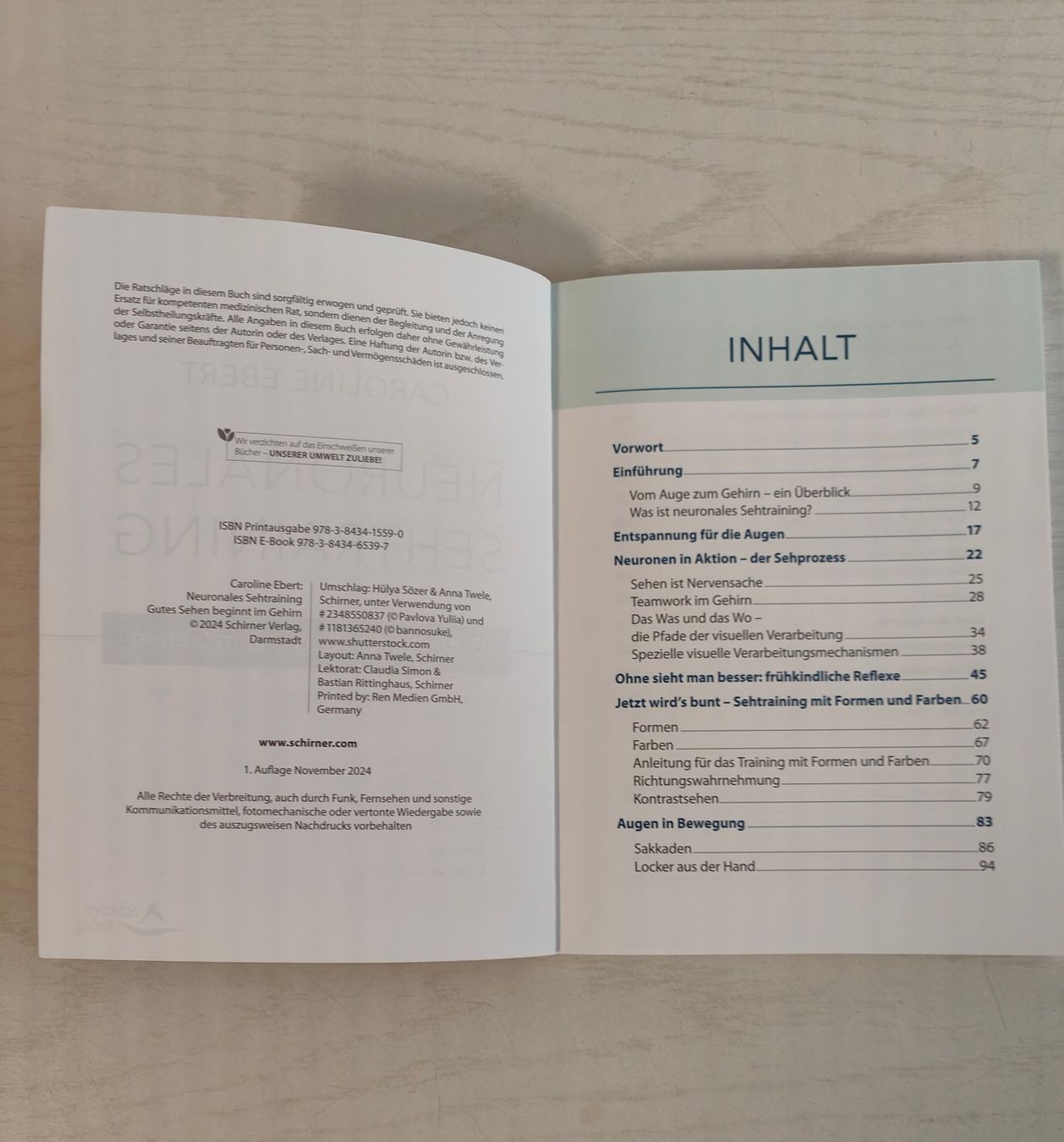 Libri: Neuronales Sehtraining, Caroline Ebert neuwertig, Schirner – Usato da Hemishofen venduto da Lany 2