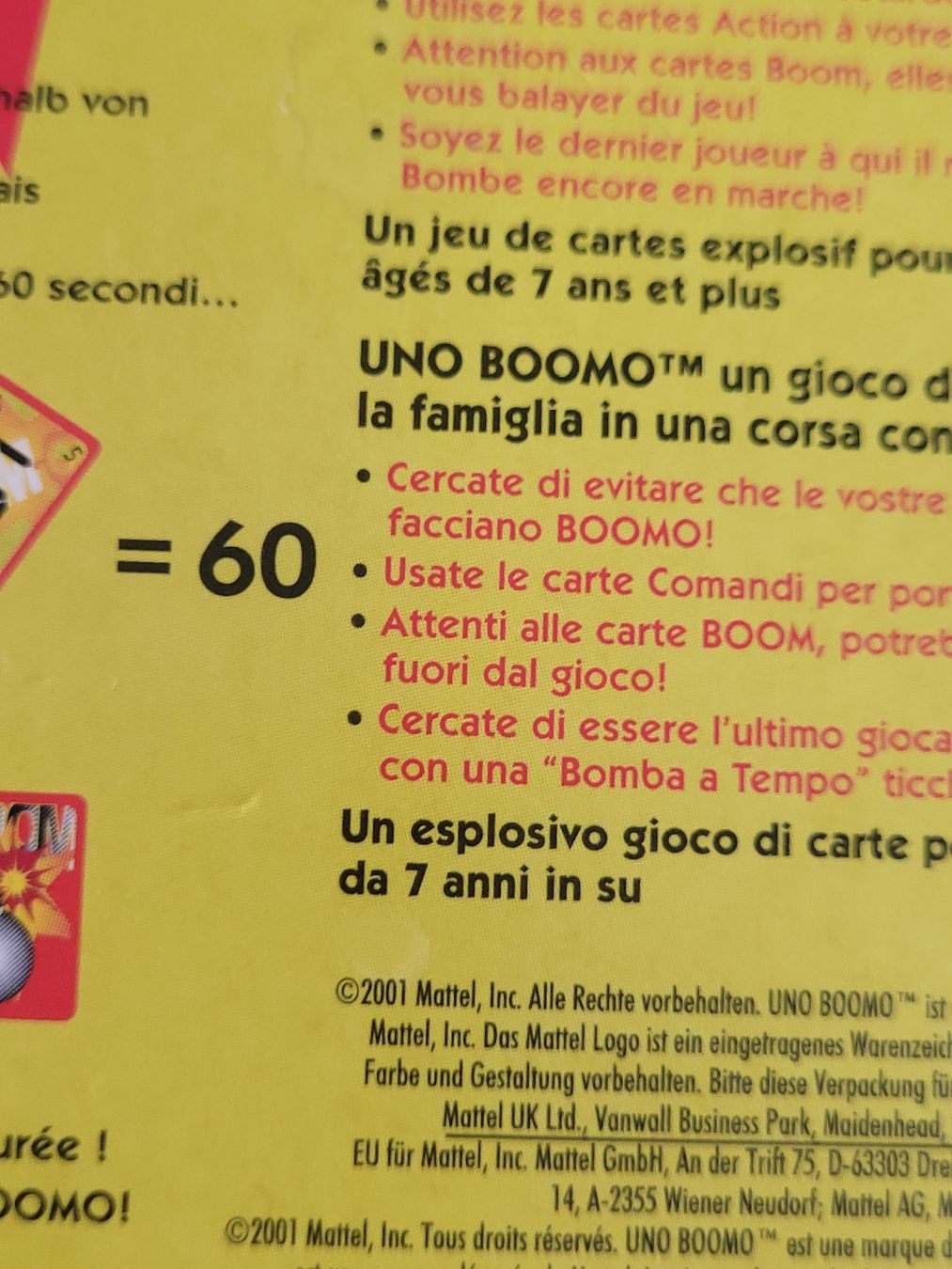 Mattel Giochi: OVP von 2001 UNO BOOM – Nuovo e nell'imballaggio originale da Buttikon SZ venduto da Renco 2