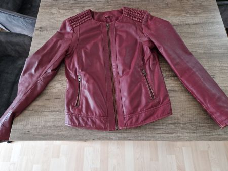 Lederjacke NafNaf Grösse 38, bordeauxrot