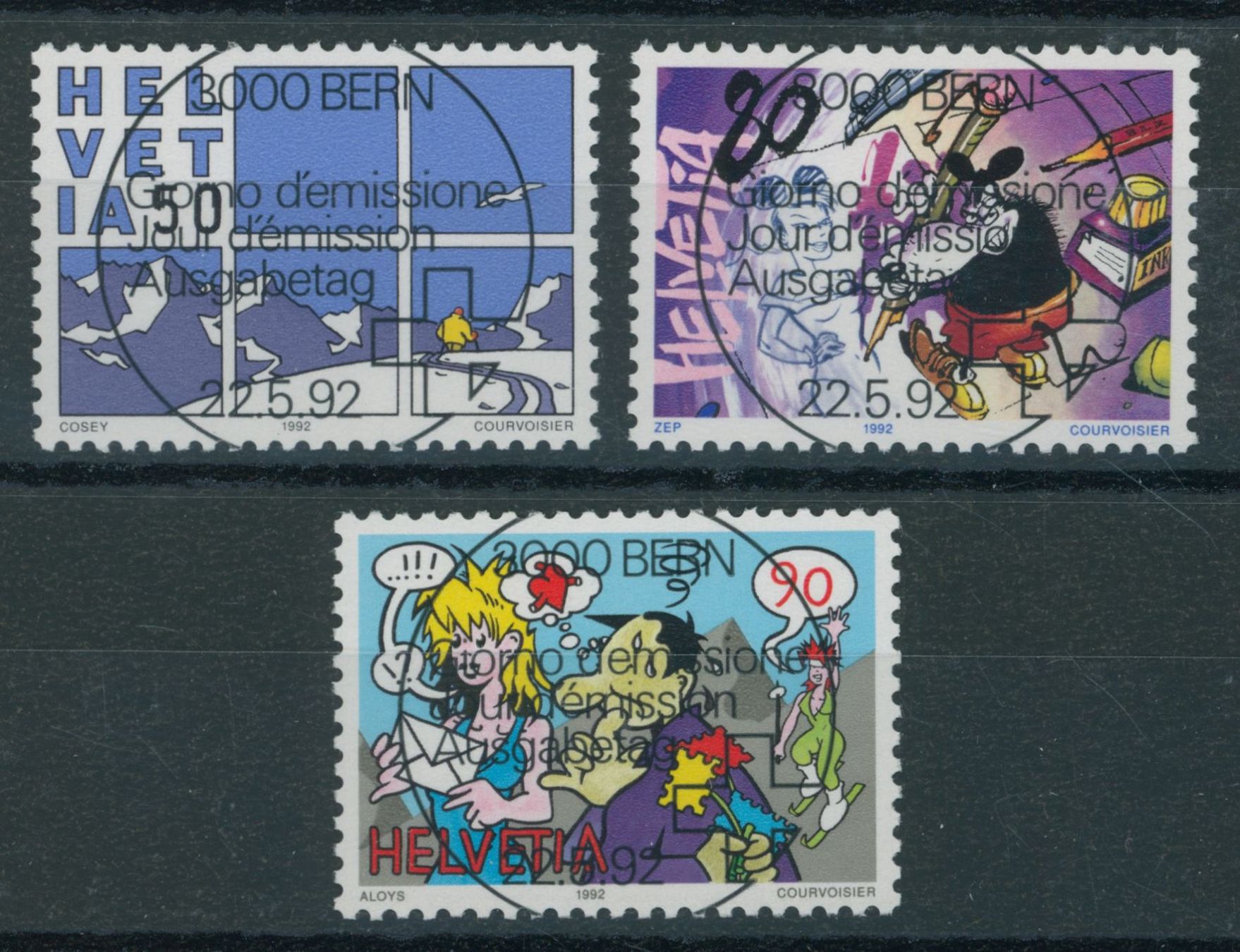 Tutti i francobolli: 1992 - Comics - Ersttag Voll Stempel ET – Usato da Schindellegi venduto da leecollect