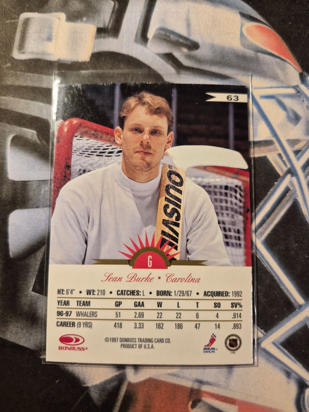 NHL Carte collezionabili: NHL Sean Burke Carolina Hurricanes – Usato da Treiten venduto da Sauber73 1