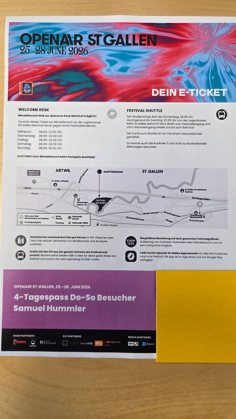 Biglietti: Open Air St. Gallen - 4-Tages-Pass – Nuovo e nell'imballaggio originale da Fehraltorf venduto da Eventmietservice.ch 1